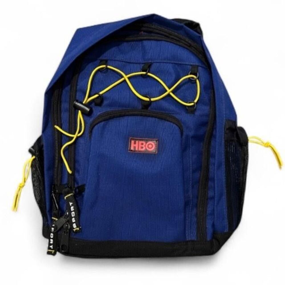 Vintage HBO Sport Backpack Ripstop Monarch Luggage Promo Blue Pockets Bungee Y2K